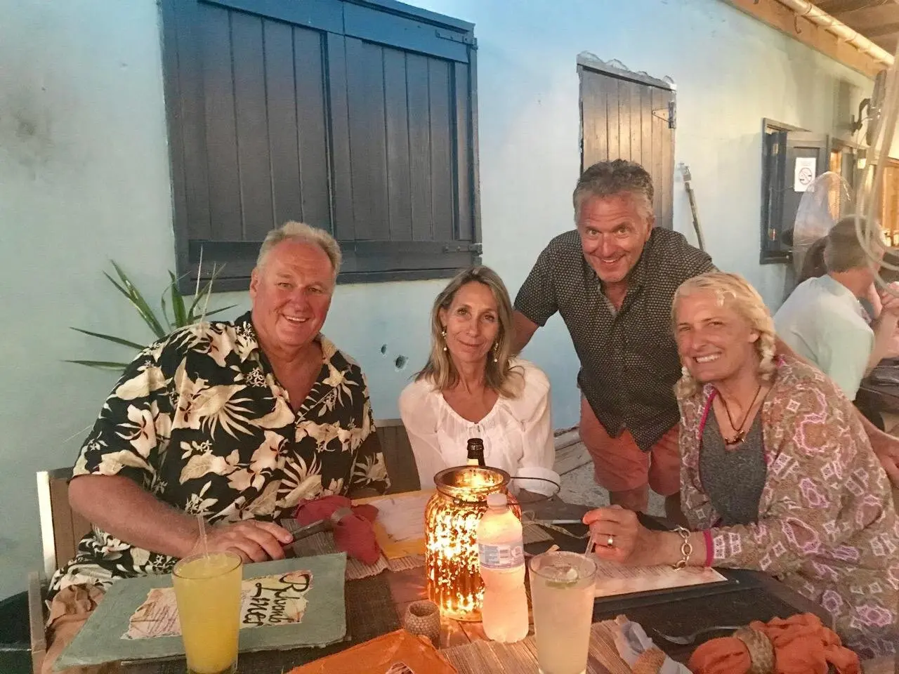 Crew and guests enjoying dinner at Rhumb Lines restaurant